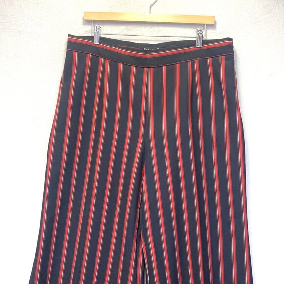 Insight Wide Leg Pants Womens 16 Navy Red Stripe High Rise Stretch Flowy Office - Picture 3 of 15